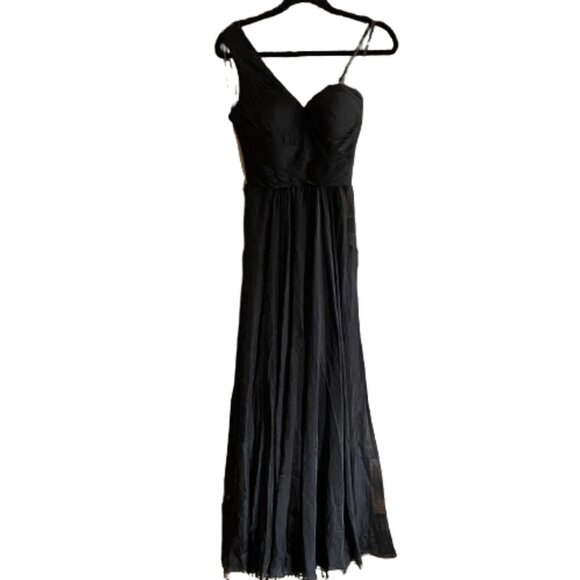 La Famme black nude mesh bodice maxi long gown 4 - Picture 5 of 16